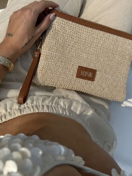 Krémová letní mini kabelka psaníčko VELUXE (Veľkosť ONESIZE)
