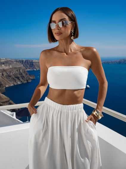 Bílý elegantní crop top pás přes prsa CIZERA (Veľkosť ONESIZE)