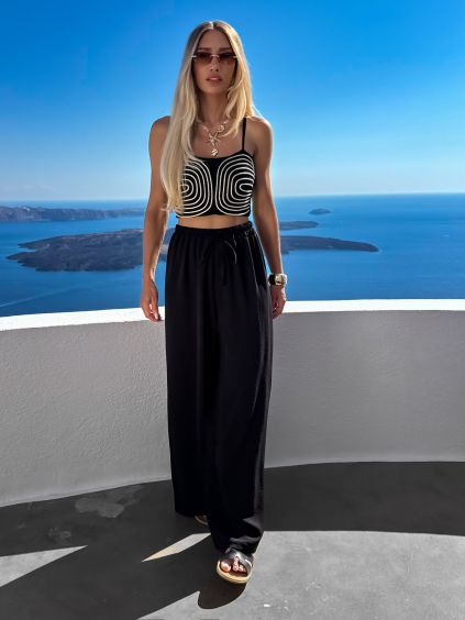 Černý elegantní kalhotový letní komplet VIBALA (Veľkosť ONESIZE)