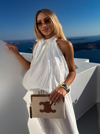 Biely elegantný letný top ZOREX s viazaním (Veľkosť ONESIZE)