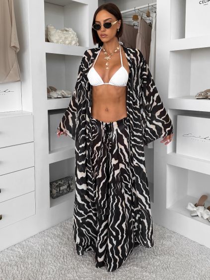 Zebří elegantní přehoz župan přes plavky LEITA (Veľkosť ONESIZE)