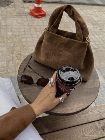 Hnedá elegantná semišová mini kabelka FIORENA (Veľkosť ONESIZE)