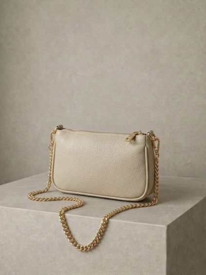 Krémová kožená malá crossbody kabelka CAVELLE (Veľkosť ONESIZE)