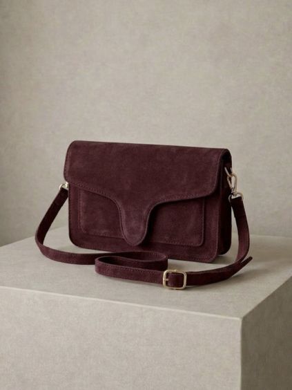 Vínová broušená kožená mini cross body kabelka TALVORIA (Veľkosť ONESIZE)