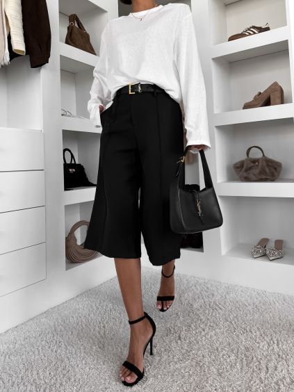 Černé elegantní culotte kraťasy NIMELLAE (Veľkosť M/L)