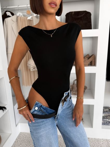 Černé elastické basic body PIPALA bez rukávů (Veľkosť M/L)