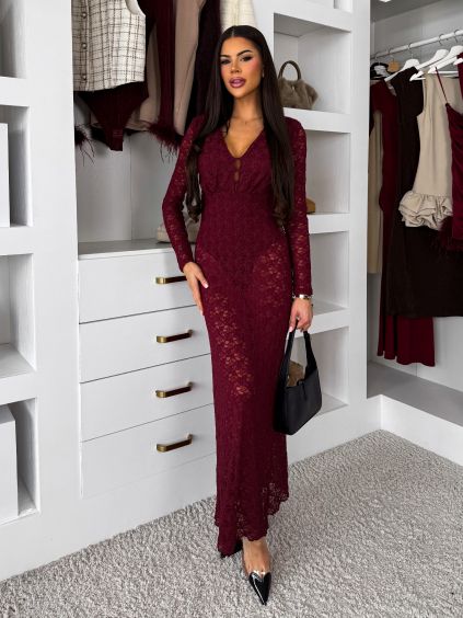 152600 4 vinove elegantni krajkove saty riada s dlouhym rukavem