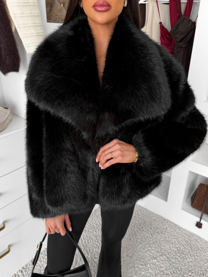 154565 3 cerny faux fur kozesinovy kabatek auralie s limcem