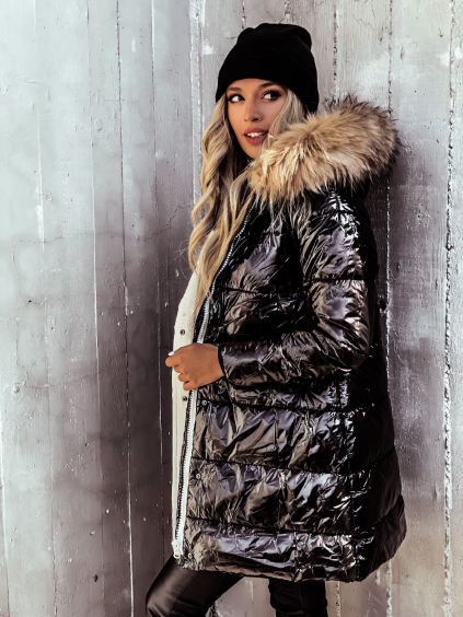 Čierna metalická bunda PAGE