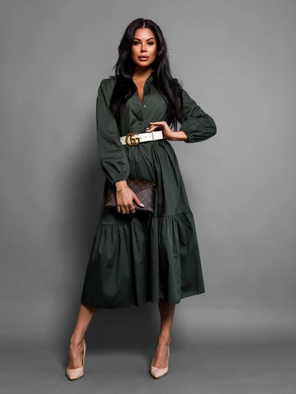 43446 1 khaki kosilove saty anite s dlouhym rukavem