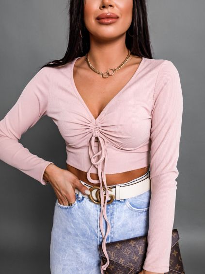 44007 3 staroruzovy crop top tinnie se zavazovanim
