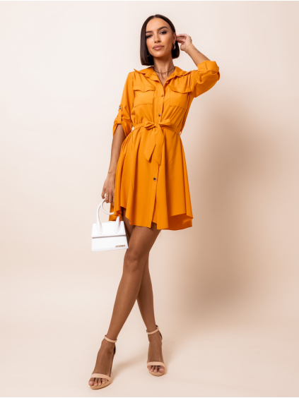 Oranžové ľahké šaty FOGGY s gombíkmi