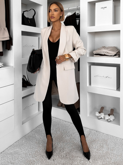 Krémové elegantní sako CASTIEL otevřeného stylu (Veľkosť ONESIZE)