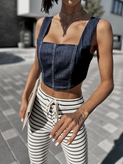 69305 4 tmave modry denim crop top vegasi