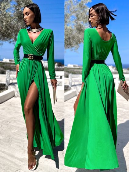 72335 zelene dlouhe elegantni saty joellian