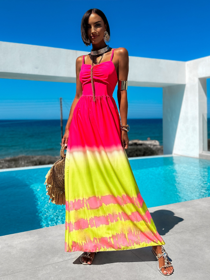 Ružové dlhé elegantné šaty MICAHEL