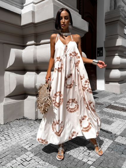 Hnedé vzorované šaty SWADEN