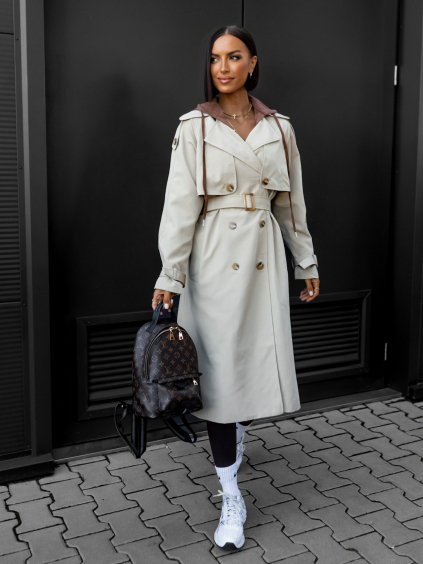 Béžový kabát PAPAVER s kapucňou