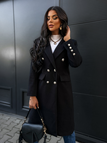 Čierny kabát PHILS na gombíky