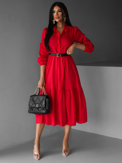 Červené košeľové šaty ANITE