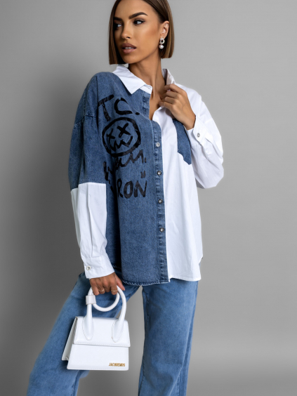 Biela denim oversized košele MILAGROS