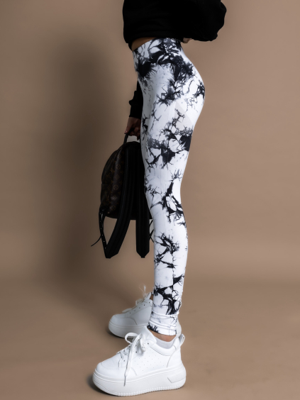 Bíločerné žíhané pushup legíny KHALEESI (Veľkosť M/L)