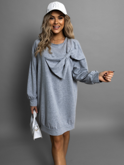 Sivá oversized mikina BONTRIX s mašľou