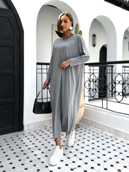 Šedé basic dlhé šaty STOPHERE