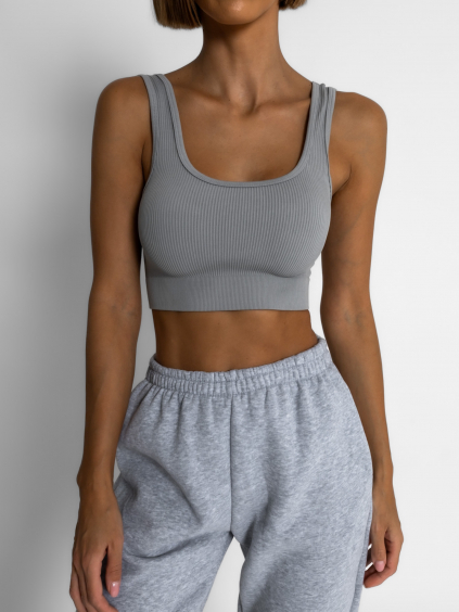 Šedý basic krátky športový top ROJELIO