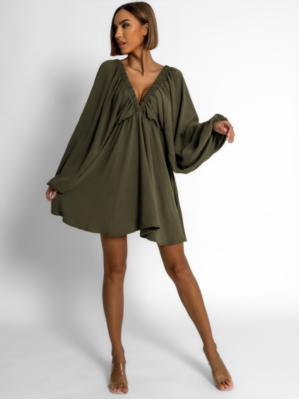Khaki krátké basic boho šaty RANGE (Veľkosť ONESIZE)