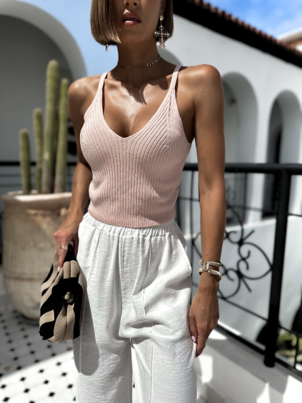 Svetloružový štýlový top FORDAE