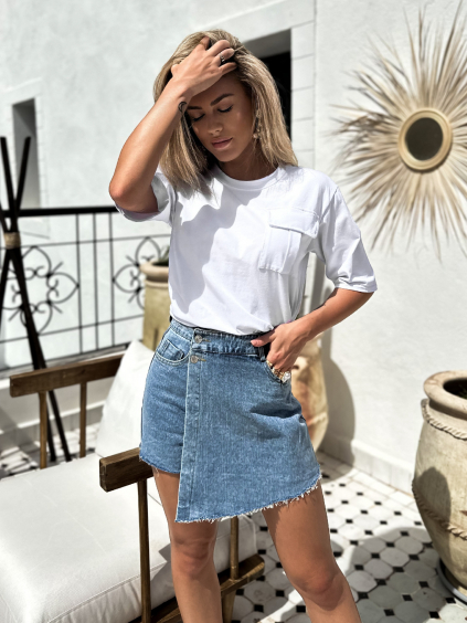 Biele bavlnené tričko ZALMAI s vreckom