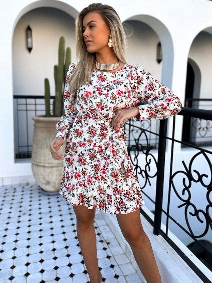 Biele kvetinové šaty OTISE s volánom