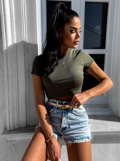 Kaki krátke tričko COMB