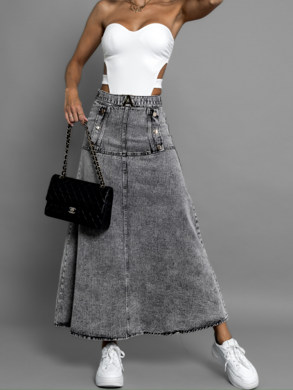 Šedá dlhá džínsová sukňa BOOTS
