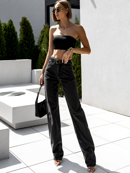 Čierne straight rovné cargo džínsy REAGAN