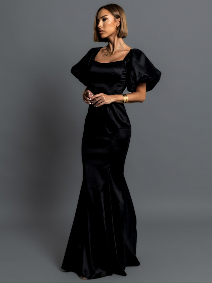Čierne spoločenské dlhé šaty GLAMYT