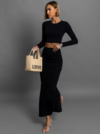 Čierny basic komplet so sukňou a topom MUNGO