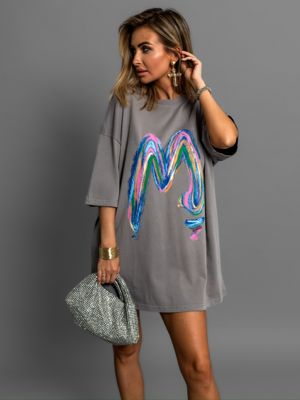 Šedé oversize tričko PACHOM 100% bavlna