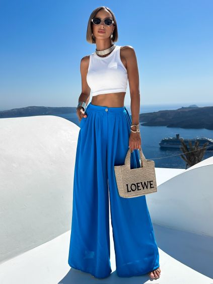 Modré široké extra wide leg kalhoty VATIKA (Veľkosť ONESIZE)