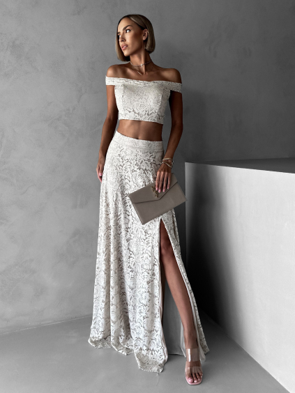 Krémový spoločenský komplet so sukňou BERND