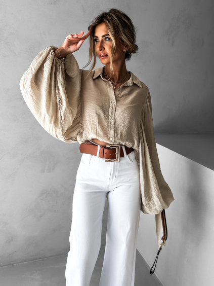 Béžová blúzka VALMIRES so širokými rukávmi