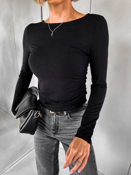 Čierne basic tričko NEELE s riasením