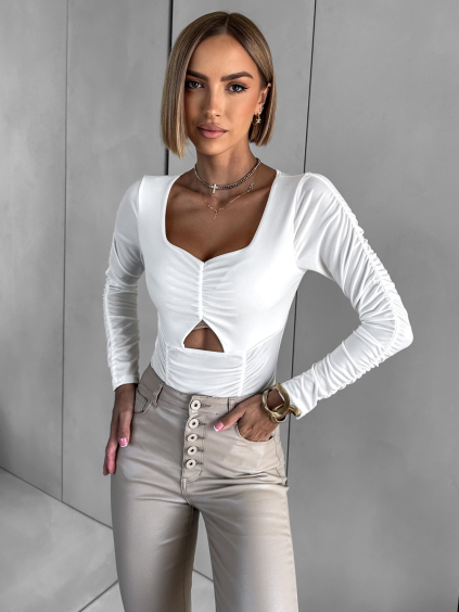 Bílé elastické elegantní body ECEM (Veľkosť ONESIZE)