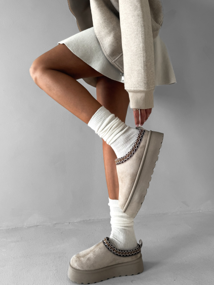 Krémové válenky šľapky STACY s vysokou podrážkou