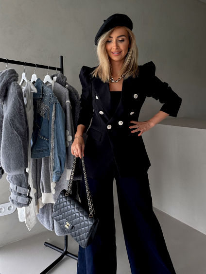 Čierne elegantné sako JAELA s gombíkmi