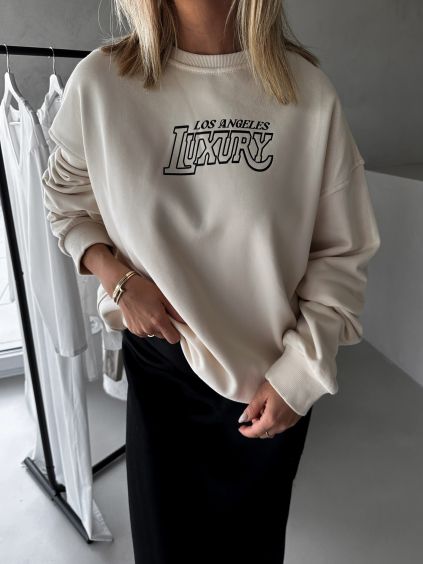 109534 8 kremova oversize mikina meggi s potiskem