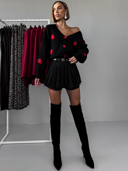 Čierna skladaná krátka sukňa FAWZI s opaskom