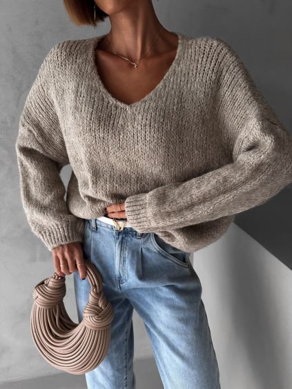 Béžový sveter ULYSES s výstrihom