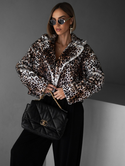 114568 4 leopardi faux fur kozesinovy kratky kabatek nially
